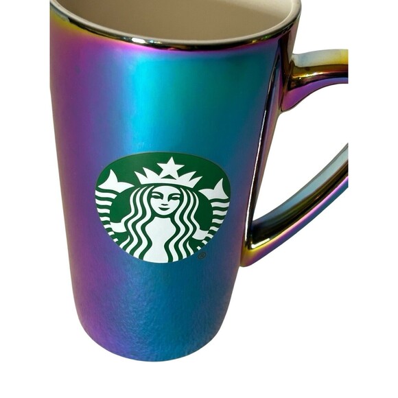 Starbucks 2022 Holiday Coffee Mug 16oz Rainbow Holographic Iridescent- Mermaid - Picture 3 of 7